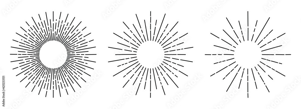 Hand drawn sun rays vector collection