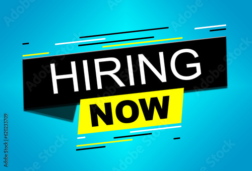 Hiring Now Banner With Blue Background