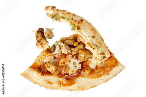 Pizza scraps isolated on white background. Pizza crusts. photo