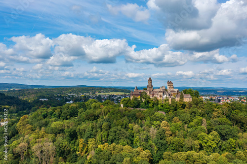 Bird s-eye view of Braunfels Castle in the town of the same name in Hesse Germany