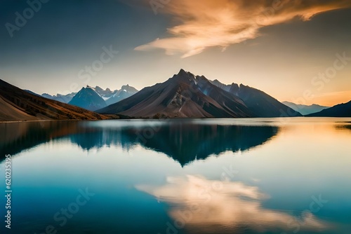 sunrise over the lake generated ai. © Abdul