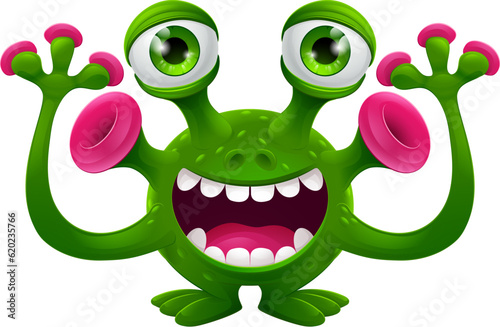 A monster alien cute friendly cartoon funny character or creature mascot