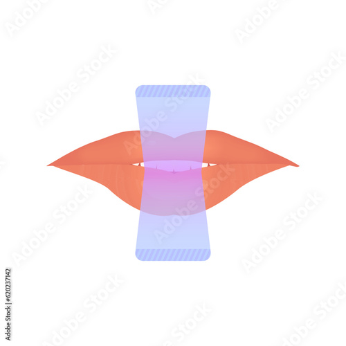 Mouth taping sleep strip over lips icon