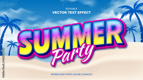 summer party editable text effect