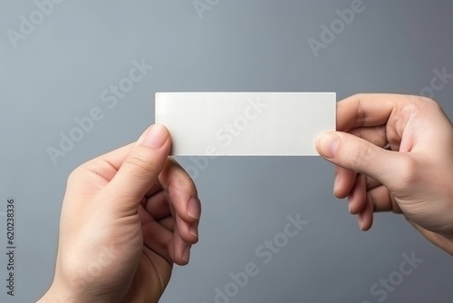 Hand holding blank card, ticket (Ai generated)