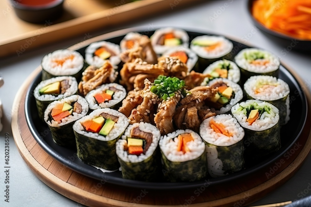 Korean Kimbap roll, asian food (Ai generated) Korean Kimbap roll, asian food (Ai generated)
