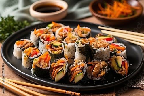 Korean Kimbap roll, asian food (Ai generated)