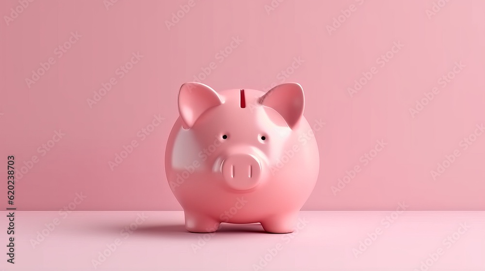 Illustration of a pink piggy bank on pink background