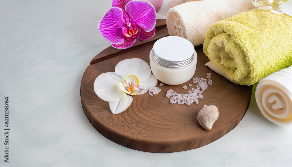 spa still life with towel and orchid spa still life with towel and orchid