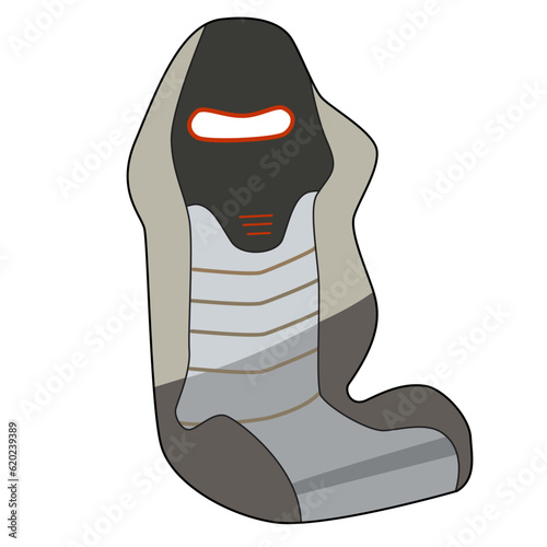 carbon fiber race car bucket seat. Motorsport. Cartoon