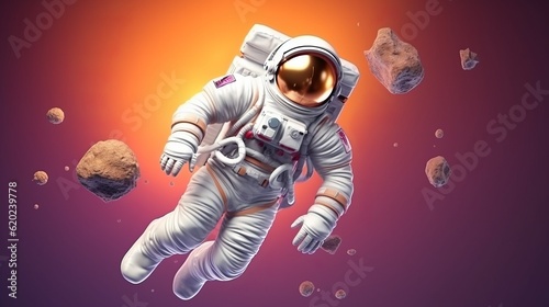 Illustration of an astronaut floating in space