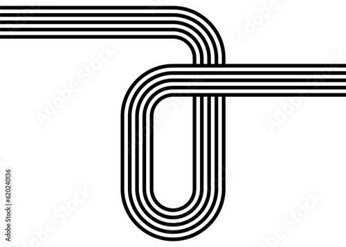 Pattern of black parallel lines on a white background in retro style. Vector background.