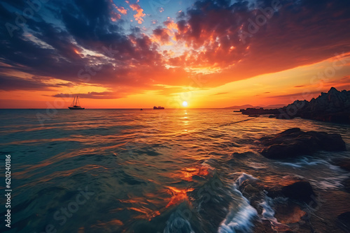 Sunset over the sea colorful sunset on the sea photography