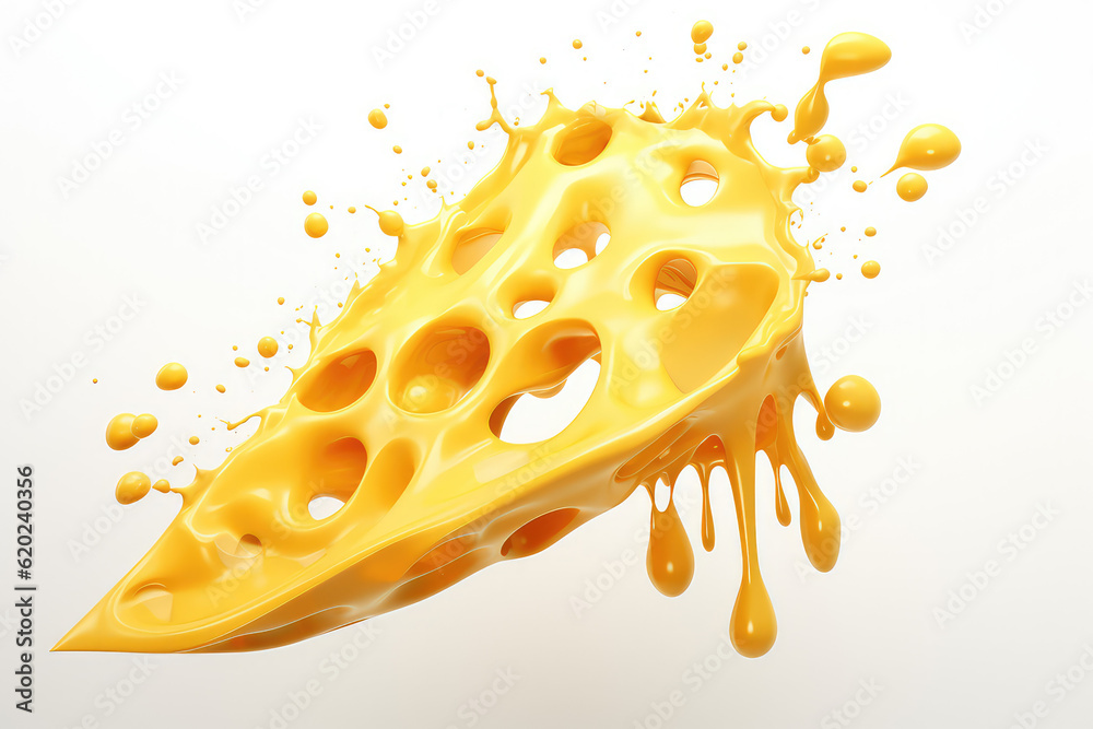 A slice of yellow cheese with holes melts and turns into cheese sauce