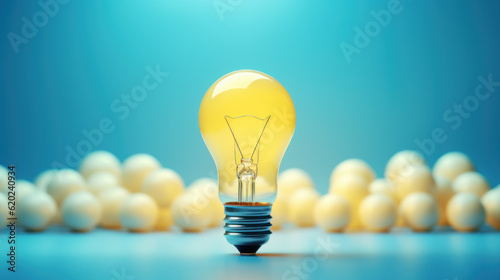 Glowing Light Bulb. Leadership, innovation, great idea and individuality concepts. Generative AI