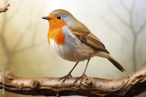 Photo The European robin (Erithacus rubecula) known simply as the robin or robin redbreast