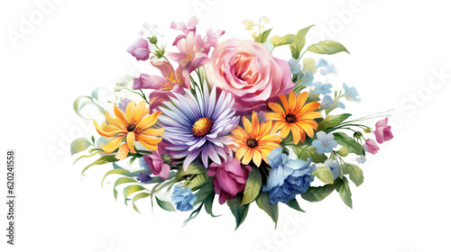 Isolated PNG cutout of a Watercolor floral bouquet illustration  Generative ai