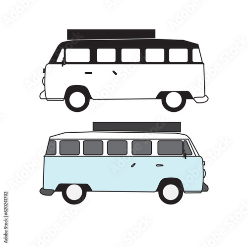 recreation family car colorful isolated on a white background. Icons in colour style for design of children's rooms, clothing, textiles. Vector illustration 