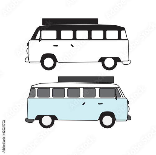 recreation family car colorful isolated on a white background. Icons in colour style for design of children's rooms, clothing, textiles. Vector illustration
