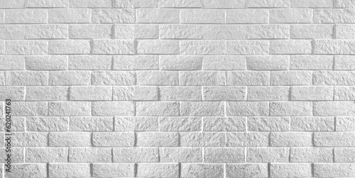 Abstract white brick wall texture for pattern background. photo