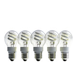 Five LED bulbs of electric energy on a transparent background.