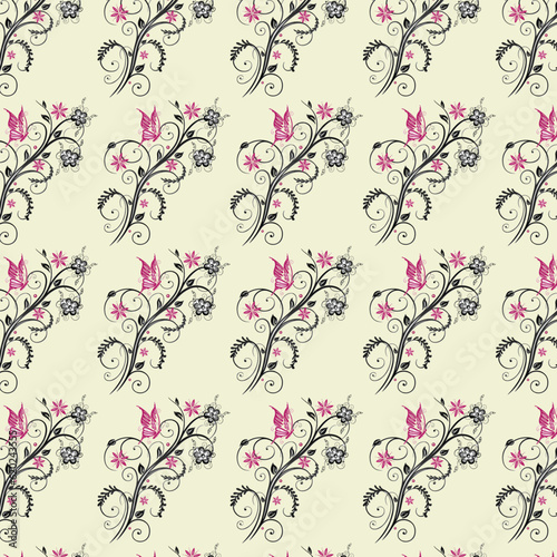 Seamless vector floral pattern. Classic illustration. Toile de Jouy