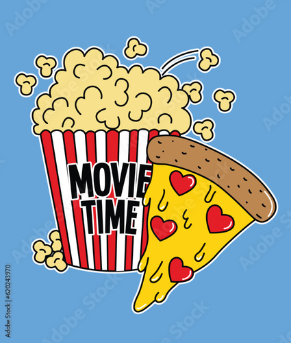 illustration popcorn and pizza movie  © D GRAPHIC