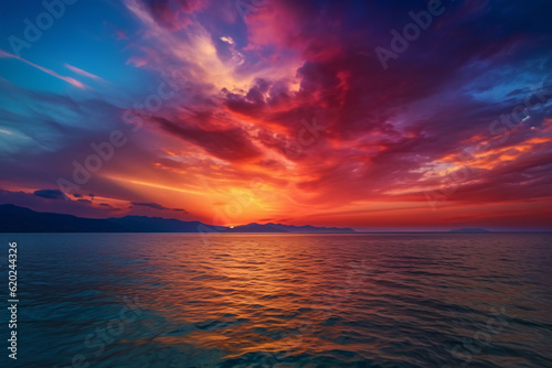 Sunset over the sea colorful sunset on the sea photography © yuniazizah