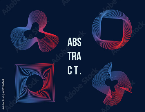 Abstract colorful wave element for design and background. Digital frequency track equalizer. Stylized line art. Vector illustration. Waveform with lines created using blend tool