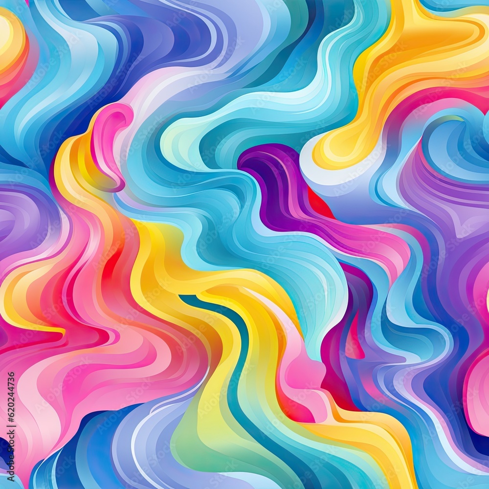 Obraz premium Decorative liquid fluid art seamless pattern. Colorful artistic repeat texture. Generative AI
