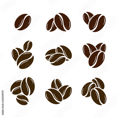 Fotografiet Vector coffee beans icons