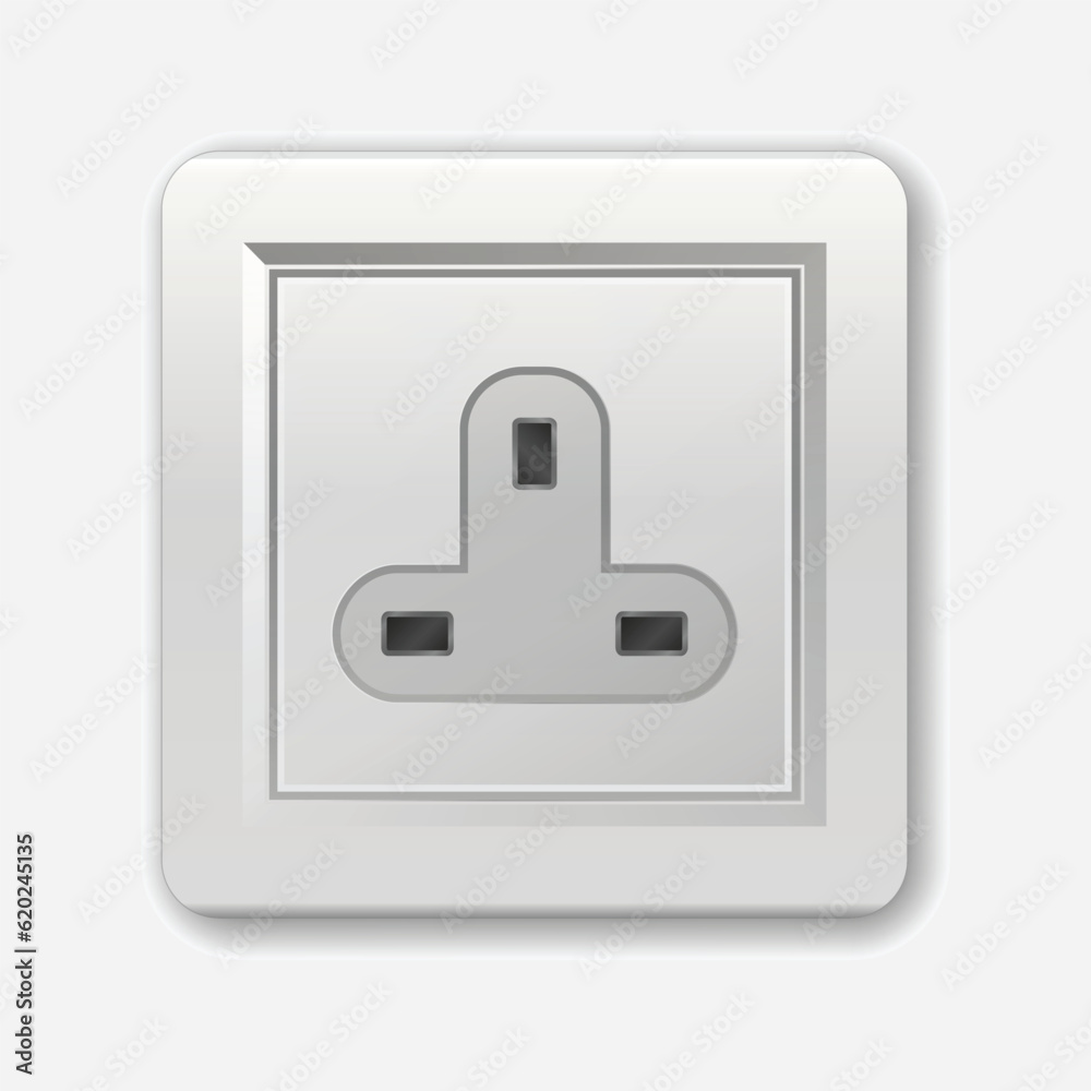 Realistic socket. Used in the United Kingdom, Ireland, Malta, Malaysia