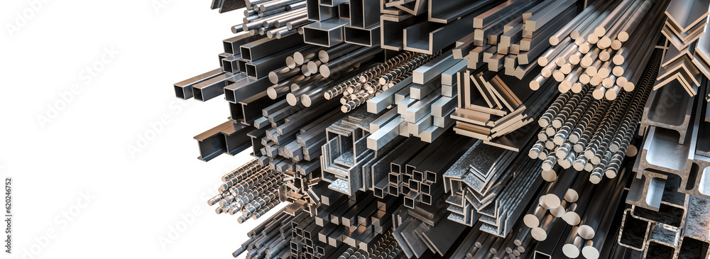 metal profiles and bars on a white background. metal profiles and bars on a white background.