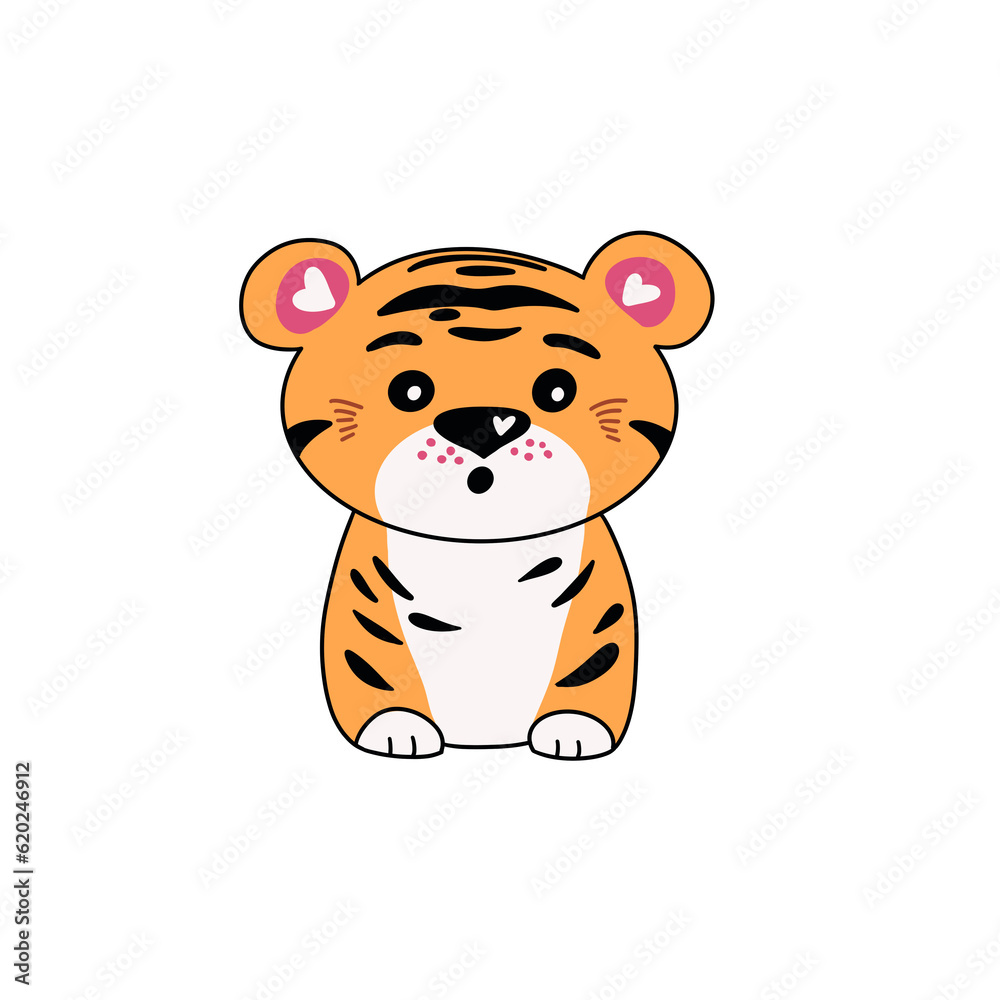 Surprised tiger, cartoon animal Surprised tiger, cartoon animal