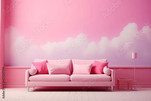 sofa in a room with a background