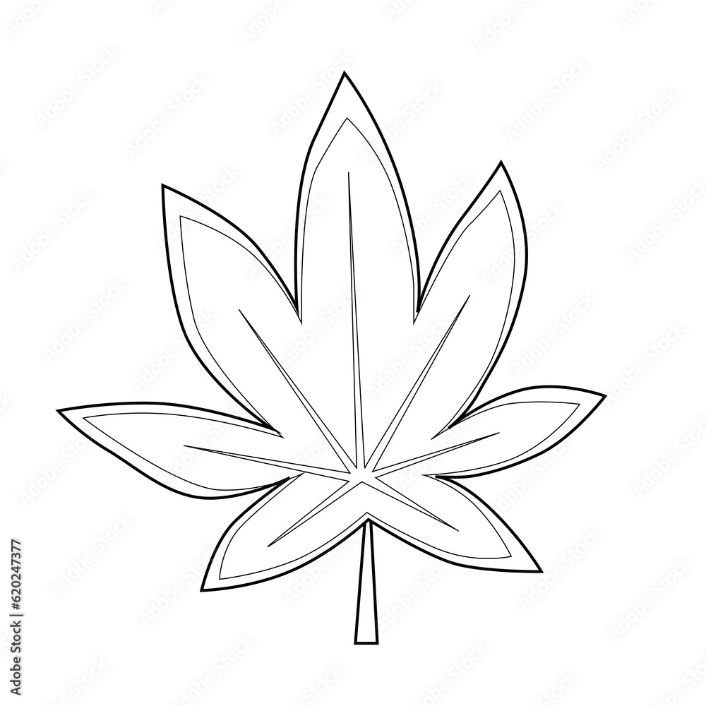 Marijuana leaf. Coloring. Black outline on a white background.
Marijuana leaf. Coloring. Black outline on a white background.