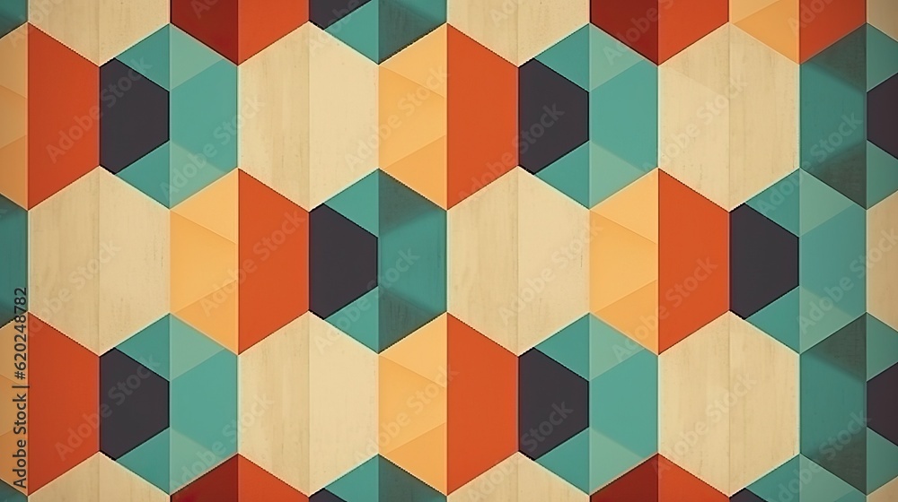 Retro hexagon vintage pattern, illustration art background