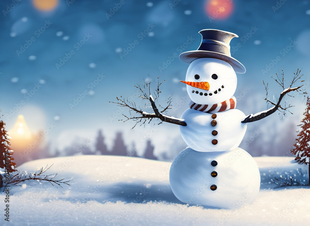 snowman in a wintry landscape