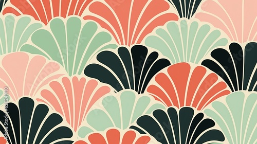 Retro scallop vintage pattern, illustration art background photo