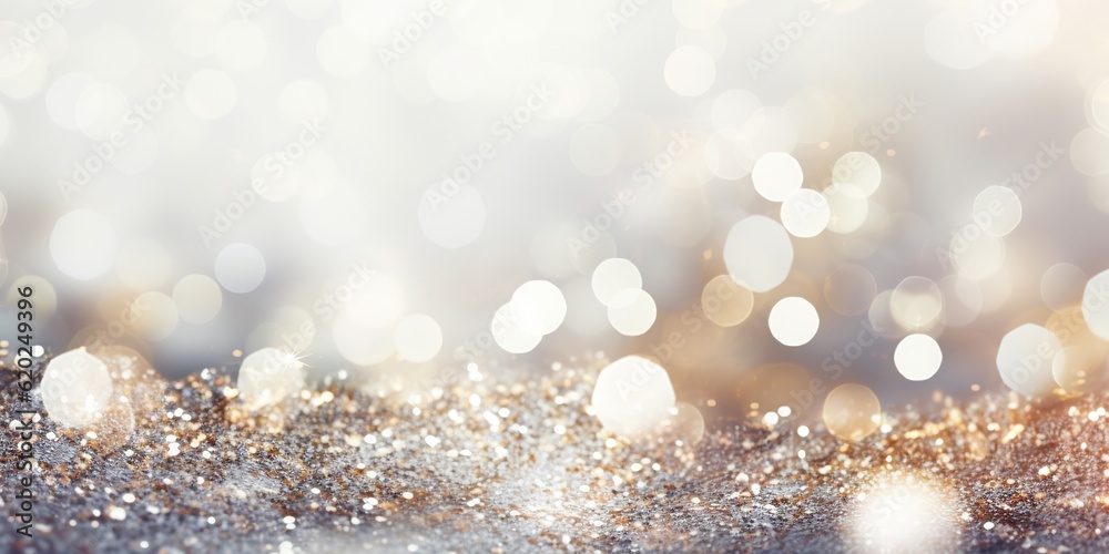 Christmas background with snowflakes and bokeh glitter effect with room for copy. AI generative art. Christmas background with snowflakes and bokeh glitter effect with room for copy. AI generative art.