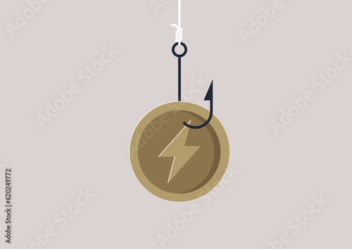 A coin on a hook, a financial market fraud, white collar crime