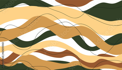 vector illustration waves animal wavy background wallpaper clothing textiles t-shirt carpet rug abstraction wrapping paper camouflage autumn design geometric backdrop template brown beige green print