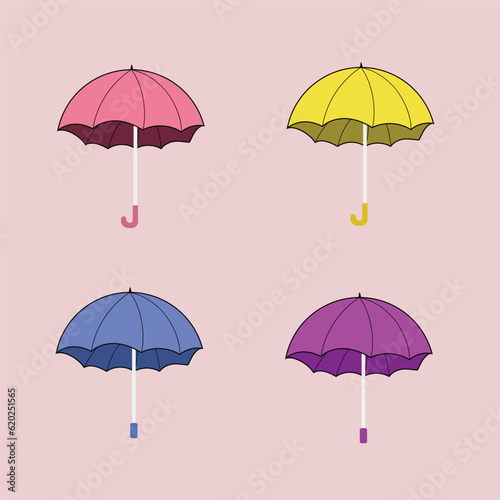 vector illustration of umbrellas of various types and colors