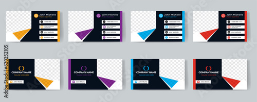 Set of modern creative corporate business card print templates. Personal visiting card with company logo. Vector illustration. Stationery design