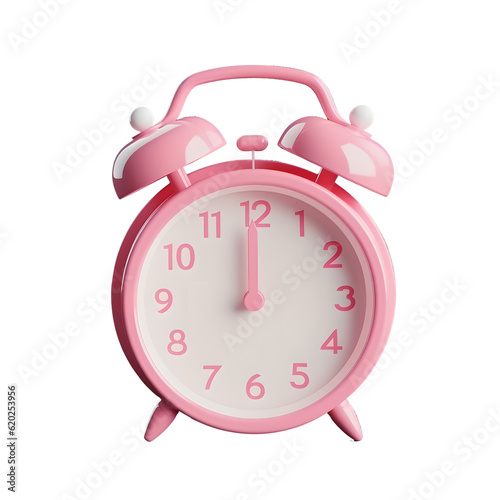 3D of Plastic Alarm Clock on Transparent Background