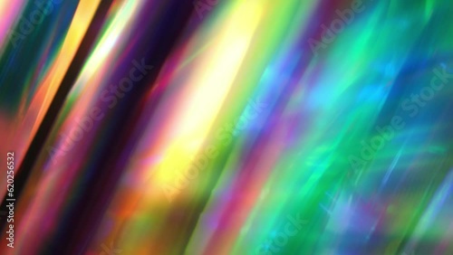 Crystal prism refracting light in vivid rainbow colors. Diamond neon purple holographic hypnotic background. Glass dispersion