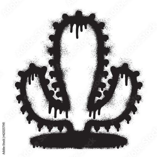 Cactus graffiti with black spray paint