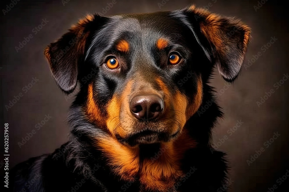 Rottweiler: Portrait of a Strong and Confident Dog Exuding a Commanding and Tough Demeanor Rottweiler: Portrait of a Strong and Confident Dog Exuding a Commanding and Tough Demeanor
