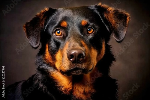 Rottweiler: Portrait of a Strong and Confident Dog Exuding a Commanding and Tough Demeanor