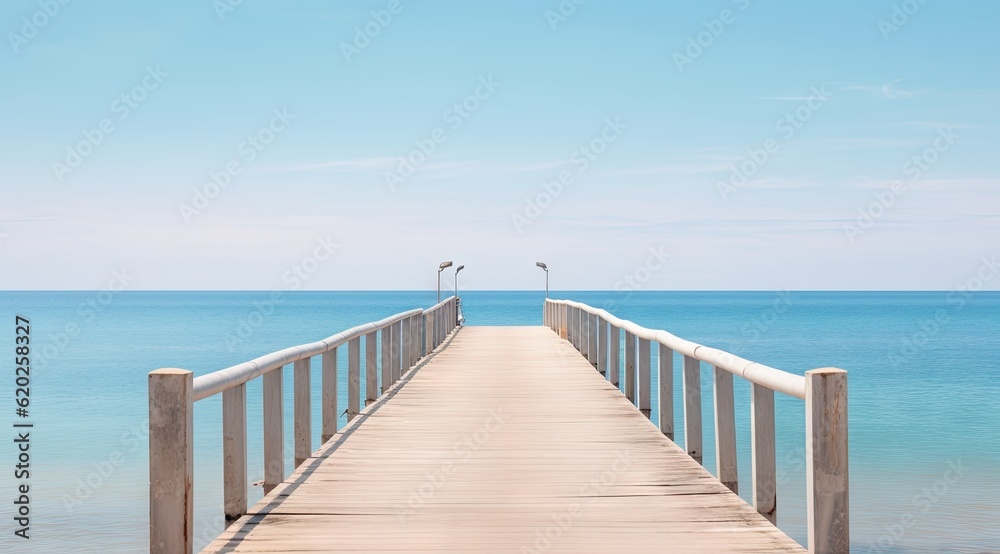 pier is at the end of the beach Generative AI